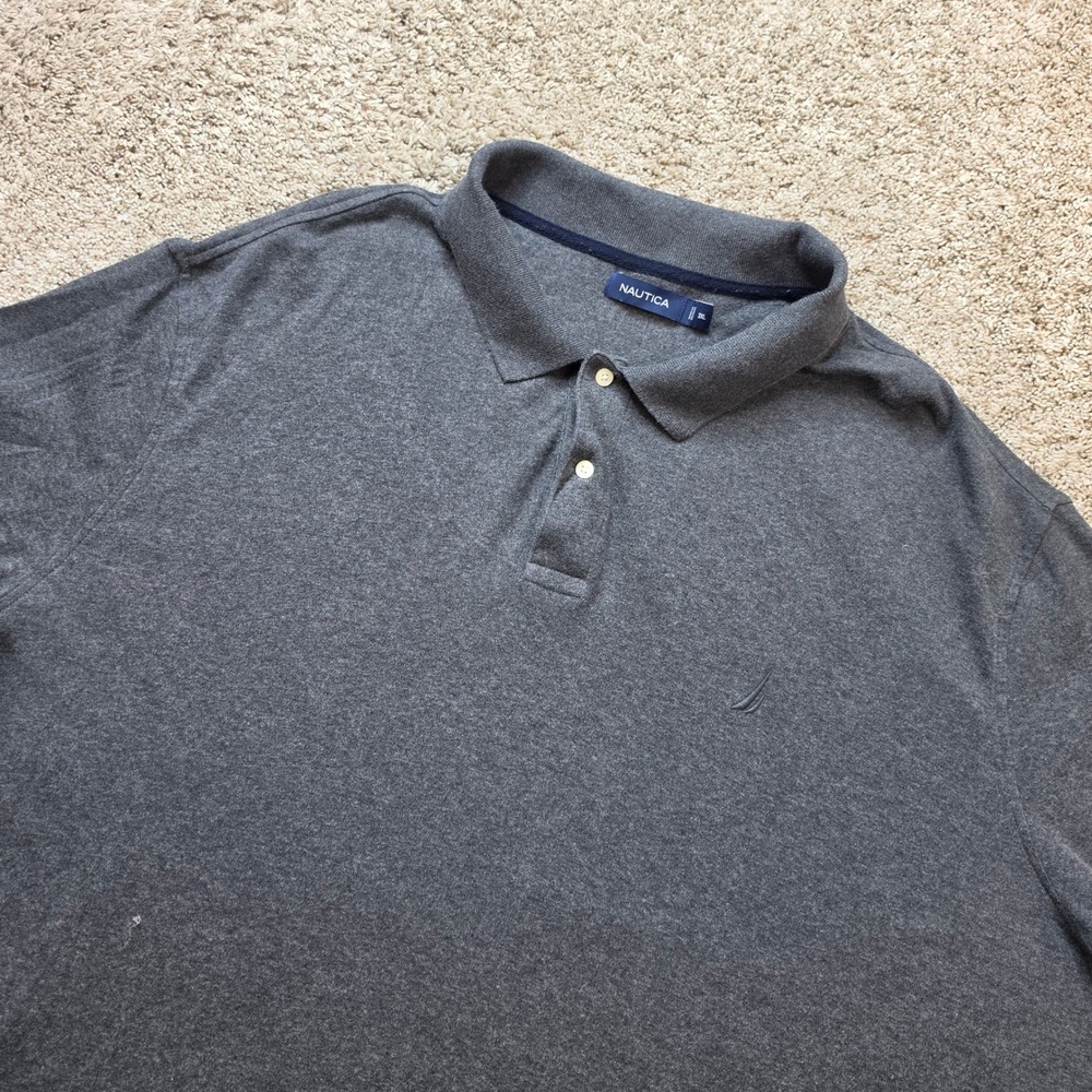 Nautica Polo Shirt Mens 3XL Gray Cotton Short Sleeve Classic Preppy Casual